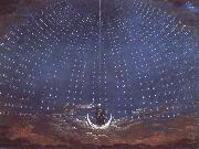 Karl friedrich schinkel In the palace of the Queen of the Night,decor for Mazart-s opera Die Zauberflote oil